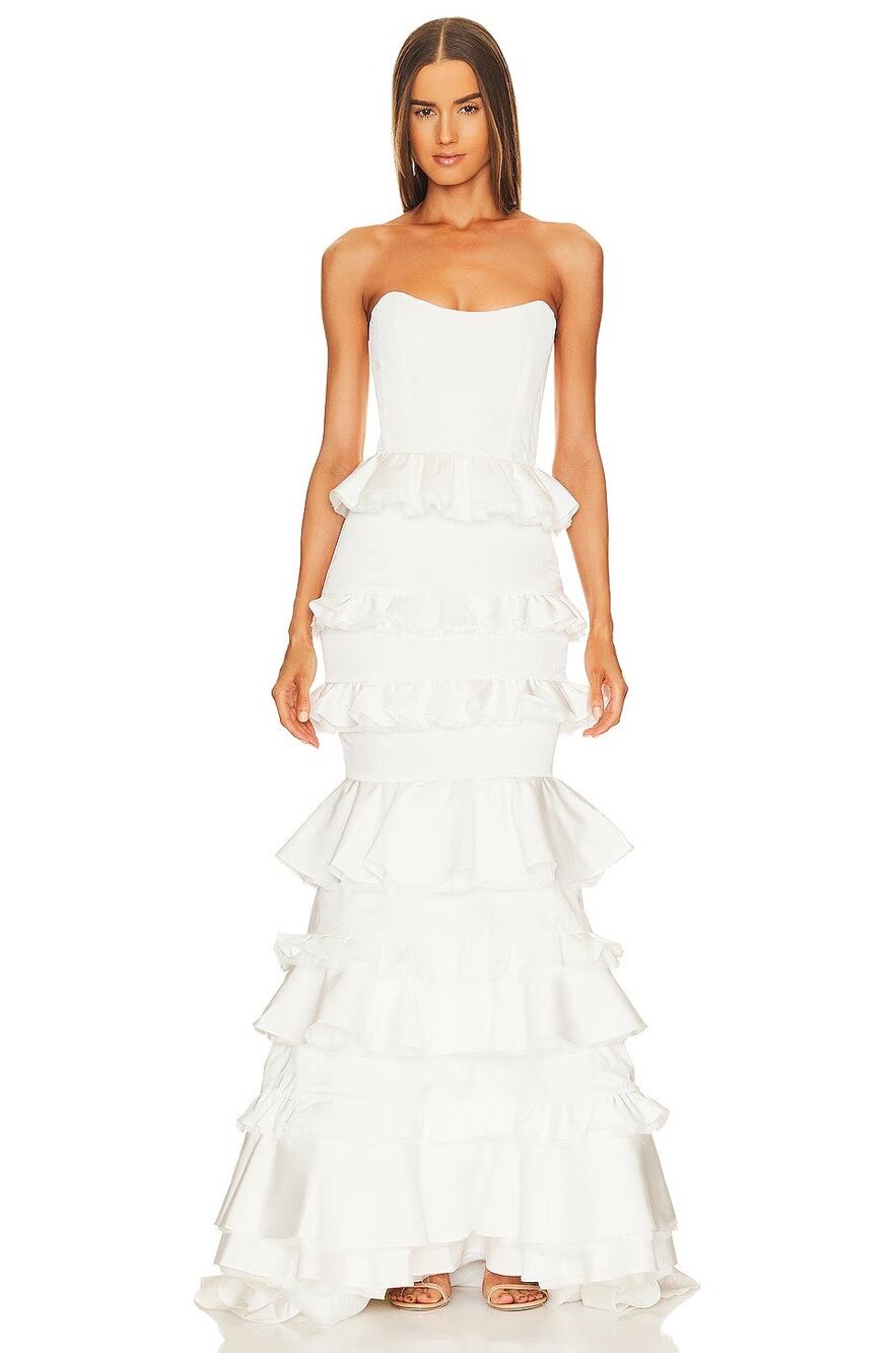 V Chapman Milano Tiered Ruffle Maxi Skirt Bridal Wedding Garden Party Formal 0